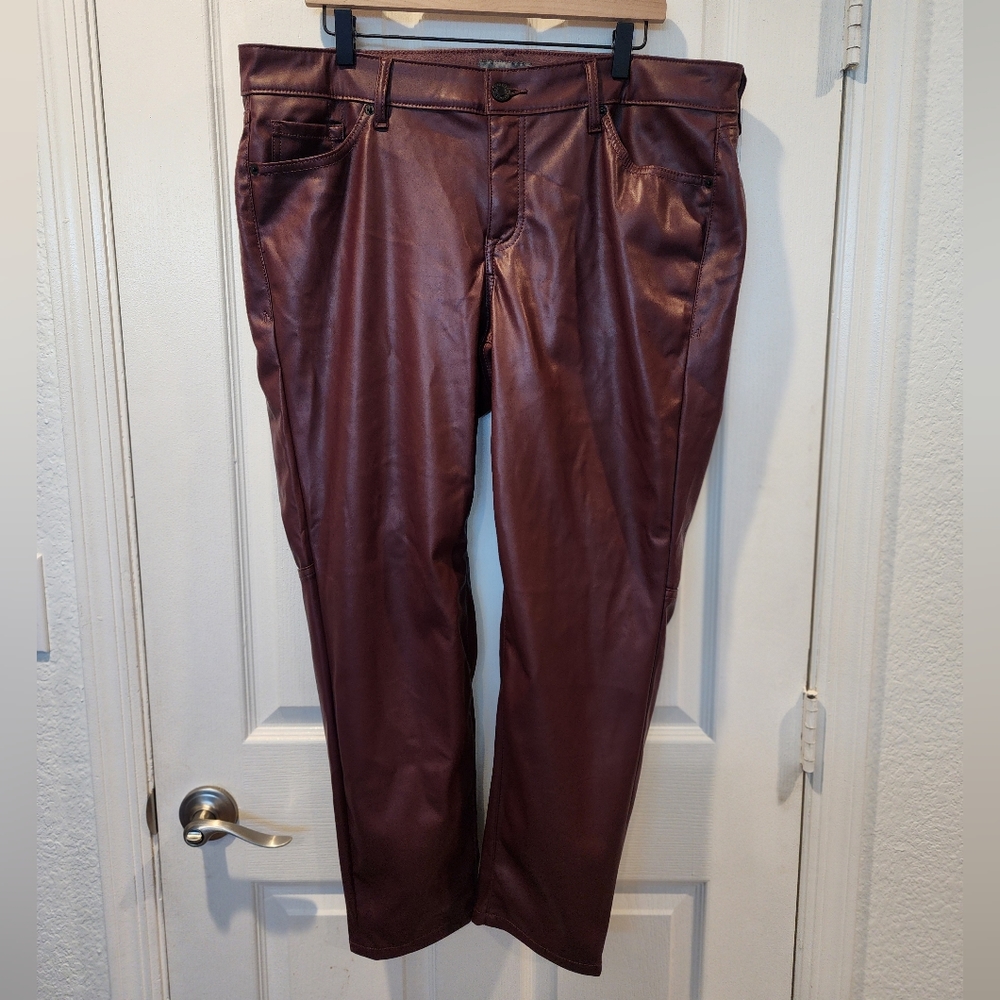 Oxblood Faux Leather Pants
